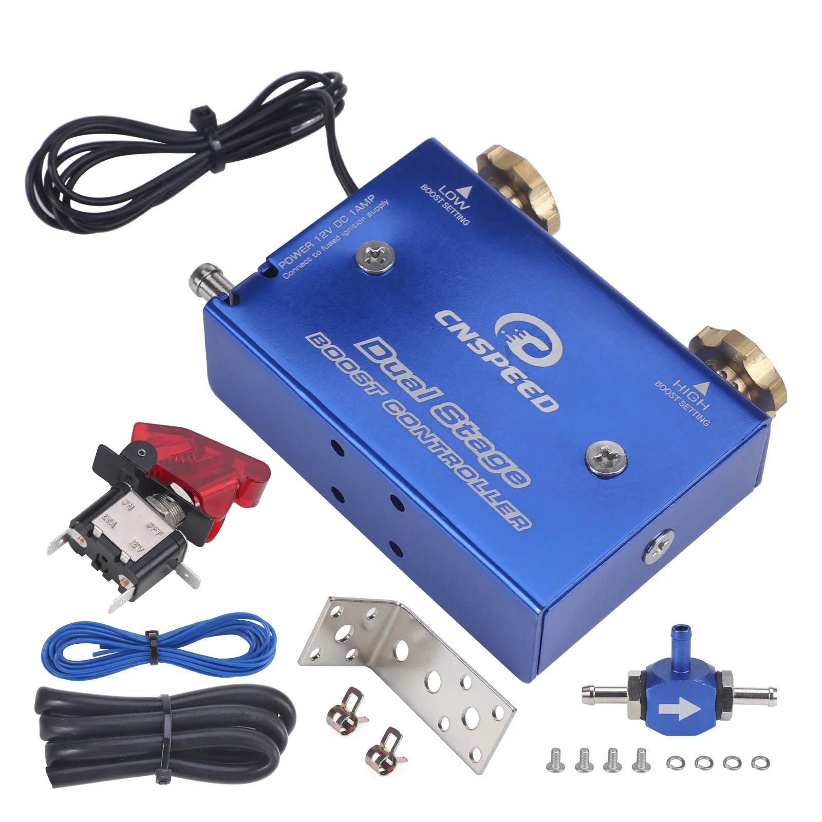 CNSPEED Universal Turbocharger Psi Boost Controller Kit/w Switch/High Quality Adjustable Racing Blue Dual Stage Electronic Turbo