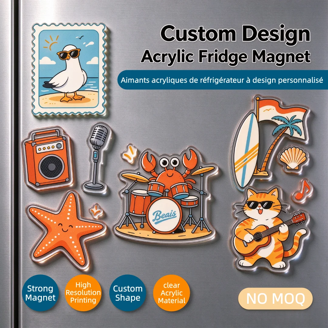 Wholesale Customized Personalized Creative Acrylic Refrigerator Magnet Hot Selling Cute Cartoon Acrylic Fridge Magnet