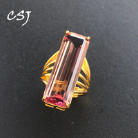 CSJ Big Stone 10*30mm Zultanite Rings Created Gemstone Color Change for Women Engagement Party Birthday Gift