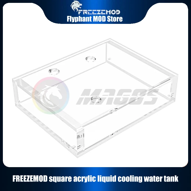 REEZEMOD Industrial Square Acrylic Liquid Cooling Water Tank,  Reservoir with Installed on The Lower Outlet Server  FSX-1540B