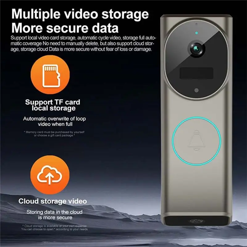 VEHO-2MP 1080P Dual Lens Wireless WIFI IP Doorbell Video Door Phone Intercom Visual Door Viewer Camera Peehole Viewer
