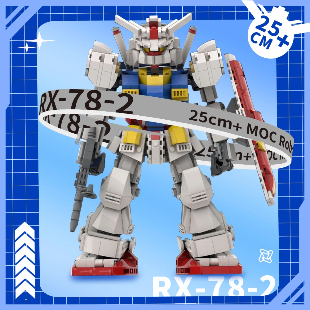 Conjunto de blocos de construção MOC Mecha Anime Warriors Robo, personagens RX-78-2, figura clássica de anime, brinquedo educativo para crianças