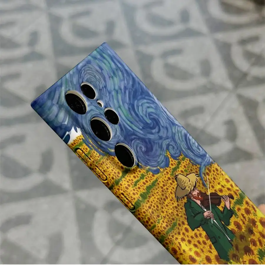 حافظة لهاتف سامسونج جالاكسي S23 FE S24 Plus S24 + S25 Ultra S20 S21 نوت 20 S22 S25 + غطاء هاتف صلب فان جوخ عباد الشمس