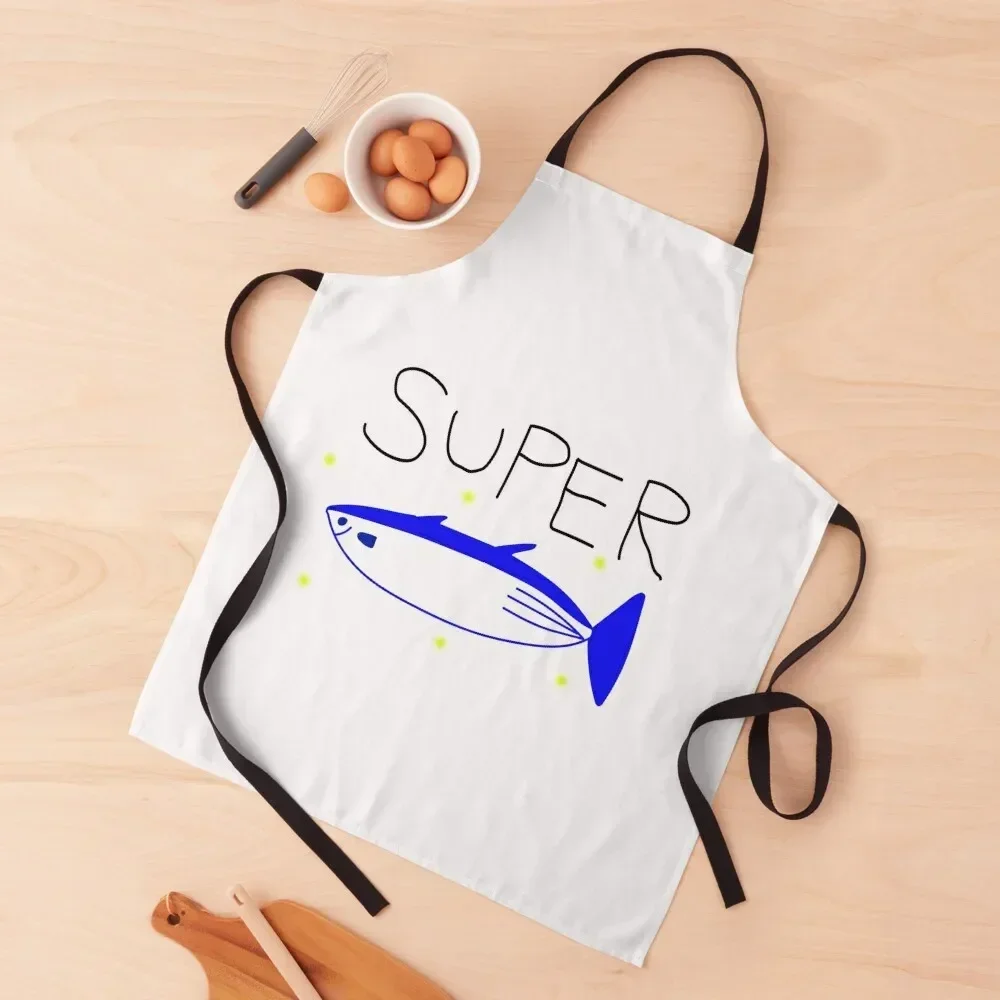 

super tuna fish blue Apron with personal logo Kitchen Man waiter painters Apron