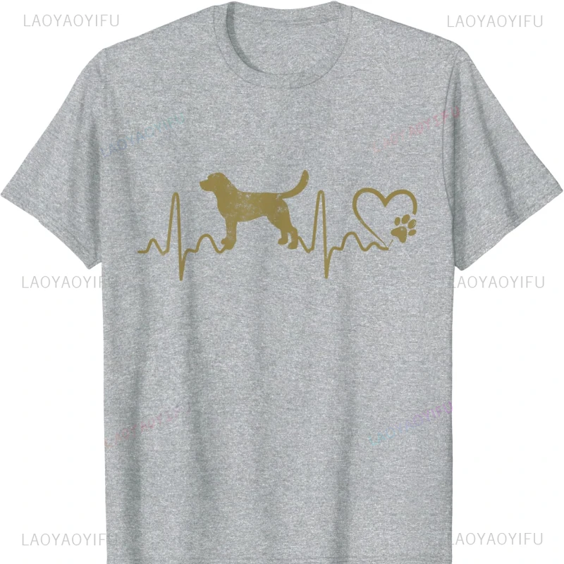 Heartbeat Labrador Retriever Dog Rescue Lifeline Cotton T-Shirt Harajuku Men Clothing Casual Fashion Soft Comfortable Tops