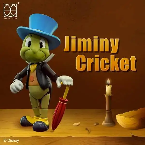 HEROCROSS 2024 Disney The Adventures Of Pinocchio Jiminy Cricket Doll Decorations Movable Jionts Fashionable Anime Figure Gift