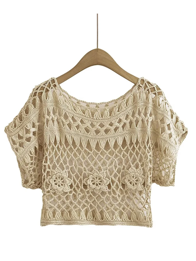 

Новый женский модный универсальный темпераментный полый свободный ленивый чистый вязаный крючком топ ручной работы в европейском стиле