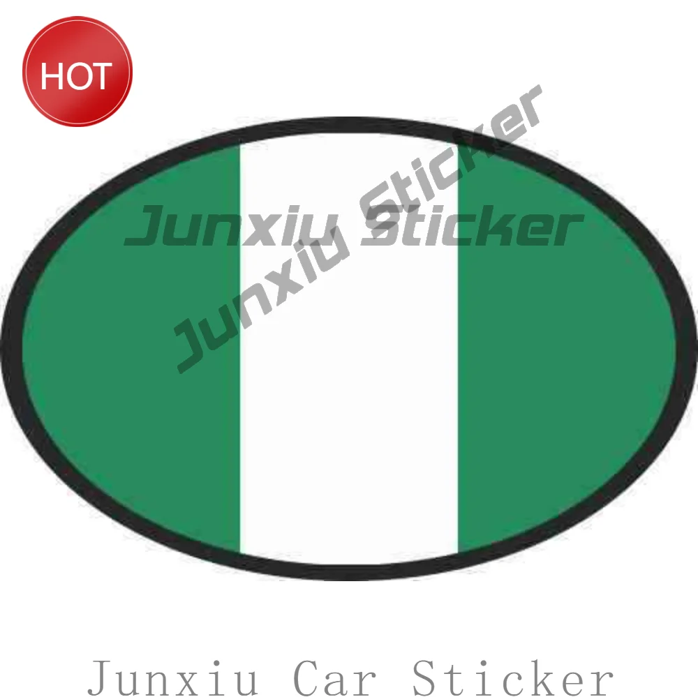 Oval Nigeria Flag PVC Car Sticker Eye Catching Decal For Car Window And Luggage Exterior Decoration Automotive Accessories