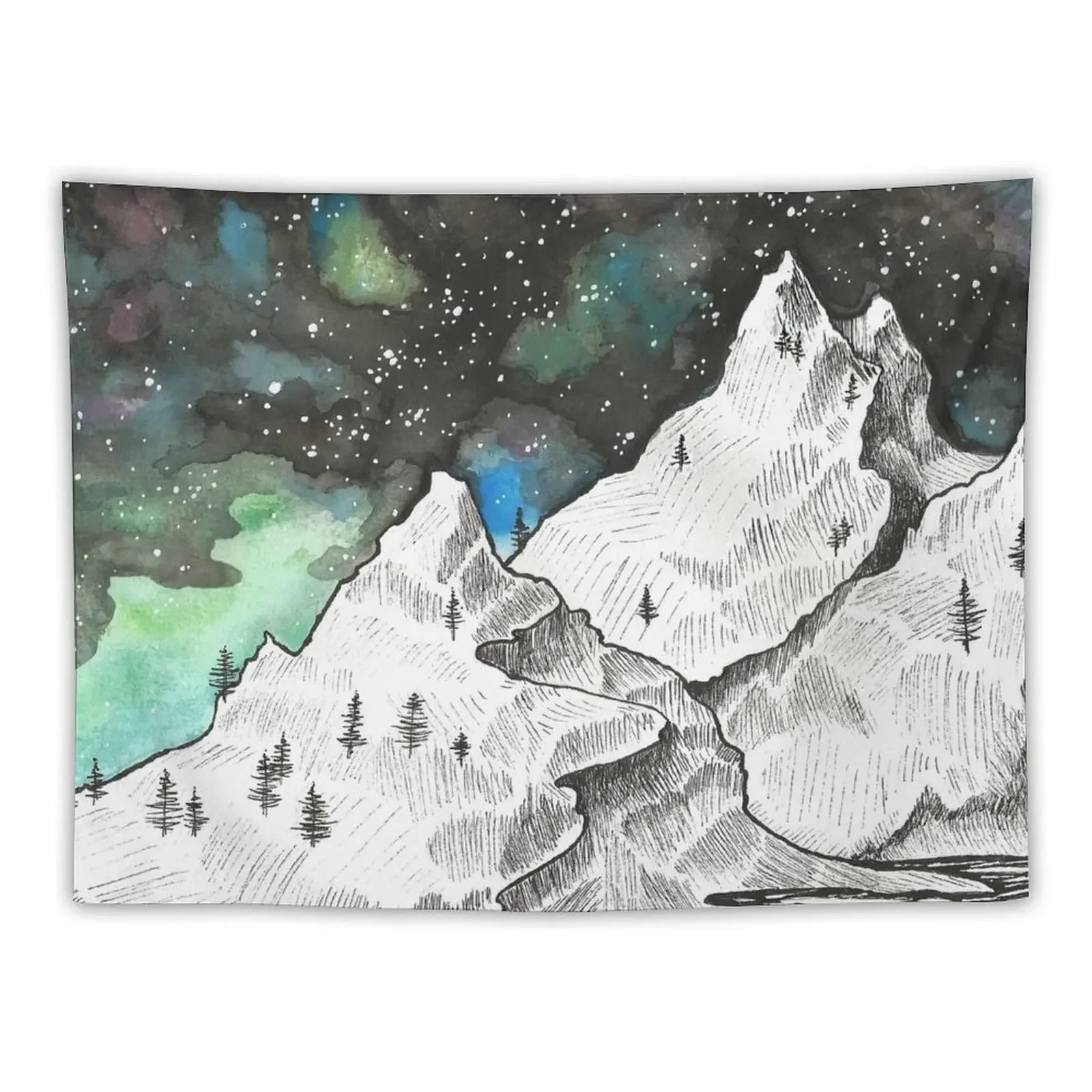 

Aurora Mountains Watercolour Design Tapestry Nordic Home Decor Home Decorations Aesthetic Room Decor Tapestry