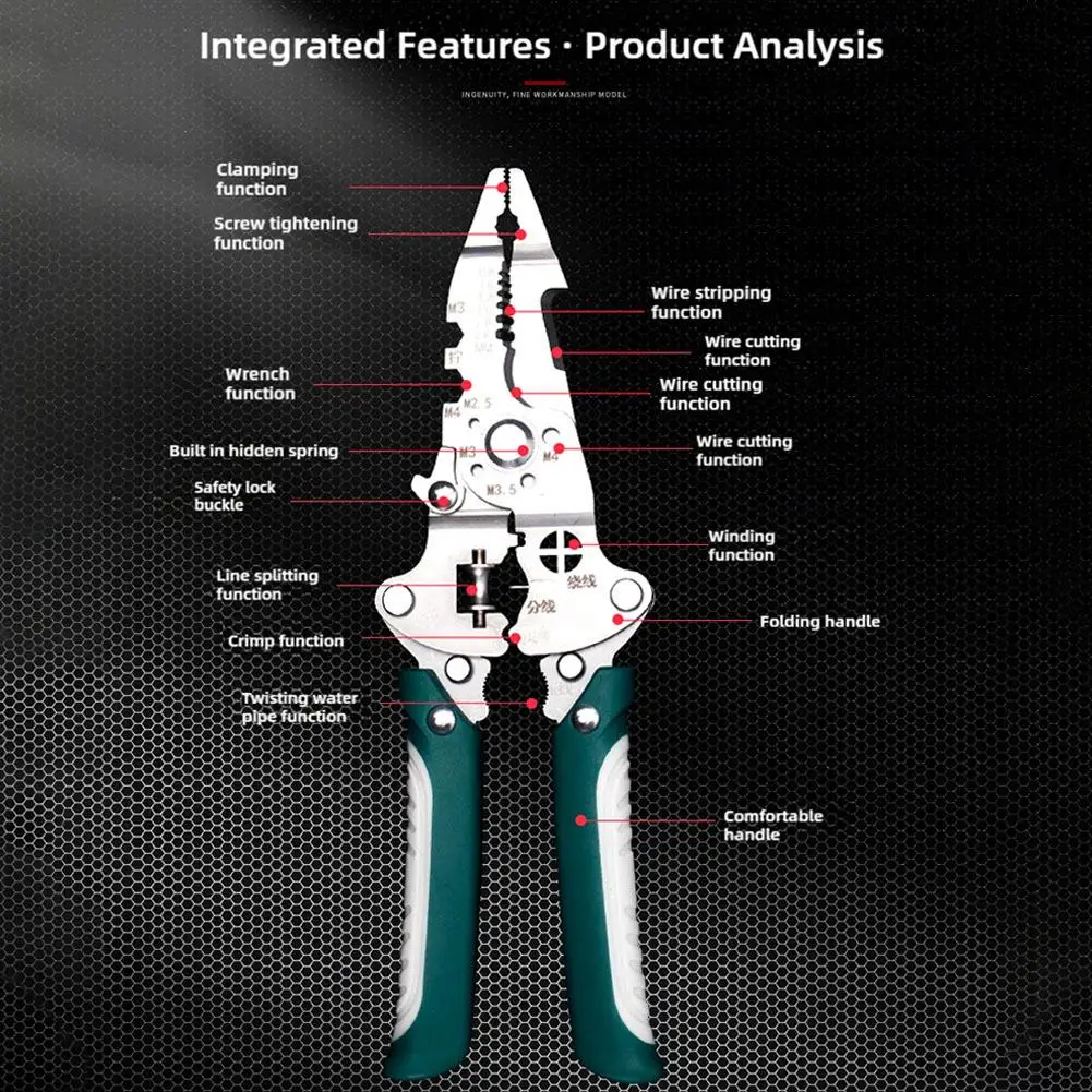 طوي متعددة الوظائف سلك متجرد متعدد الوظائف كهربائي خاص سلك كابل كماشة للطي قطع تجريد كماشة
