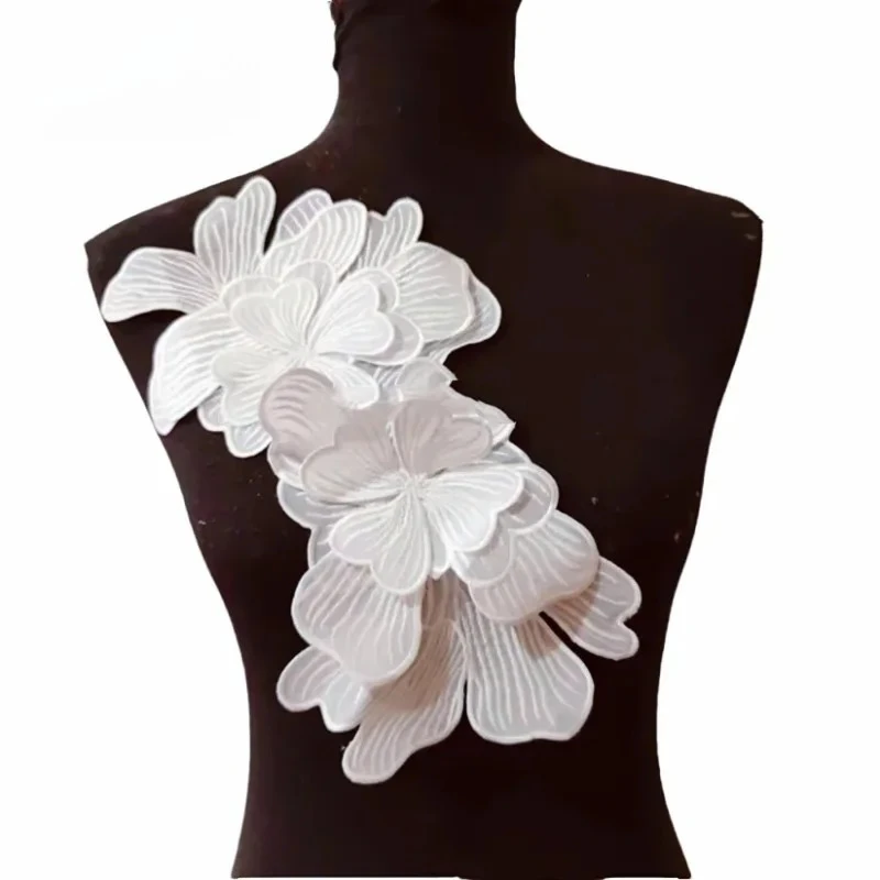 

2 Pieces Multi-layer Mirror Lace Decal Embroidery Patch Fabric, Sexy Hollow DIY Wedding Dress Background Decoration Accessories