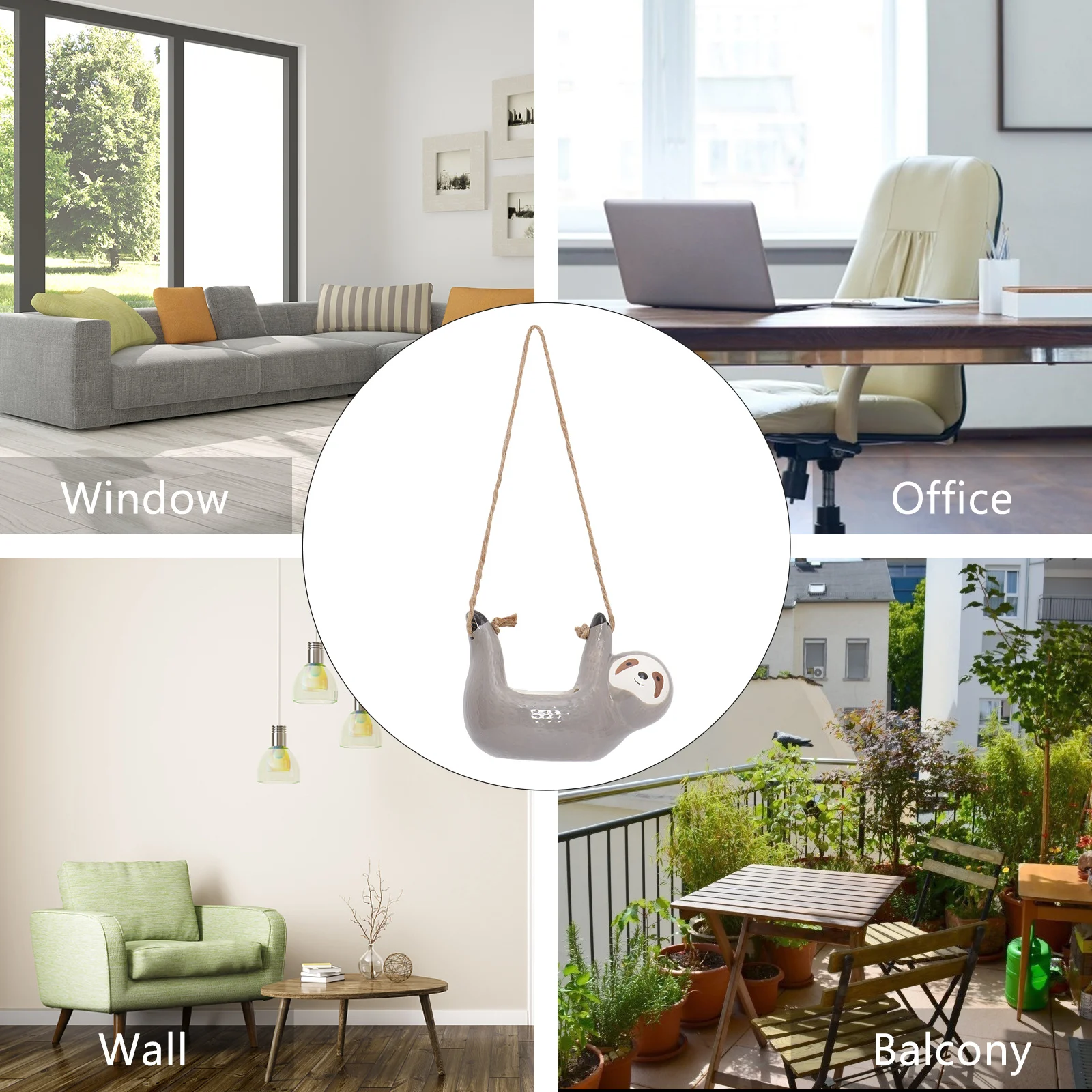 

Sloth Hanging Flower Pot Grey Succulent Plant Container Unique Home Decoration for Office Living Room Indoor Garden Space Saver