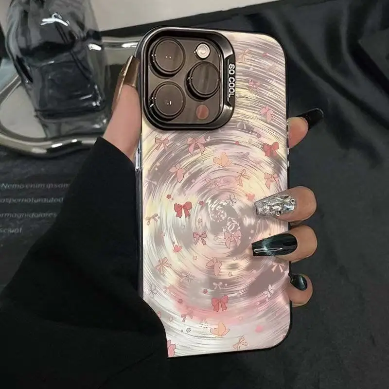 

Butterfly vortex design phone case for iPhone 16 15 14 13 12 11 Pro/ Max/Plus shock-proof rear cover anti-fingerprint