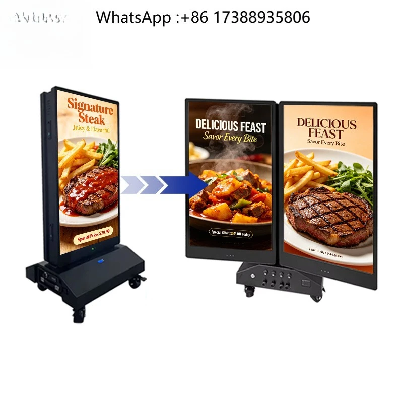 43 Inch Outdoor Double Sided Street Poster Ip55 Weatherproof Outdoor Dual Screen Lcd Display 120ah Battery Digital Signages