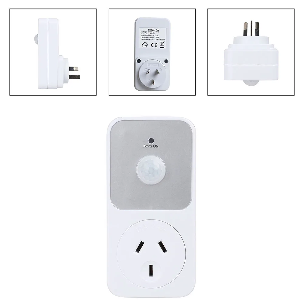 Energy Efficient Power Socket Garage Light Sensor Energy Saving Switch Motion Detection Socket 8 Meter Detection Range