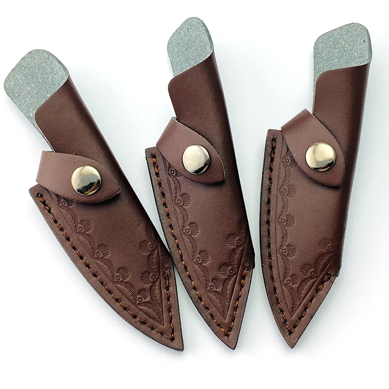 1pc Split Leather Outdoor Small Straight Knife Fixed Blade Sheath Scabbard Cover Pants With Metal Buckle