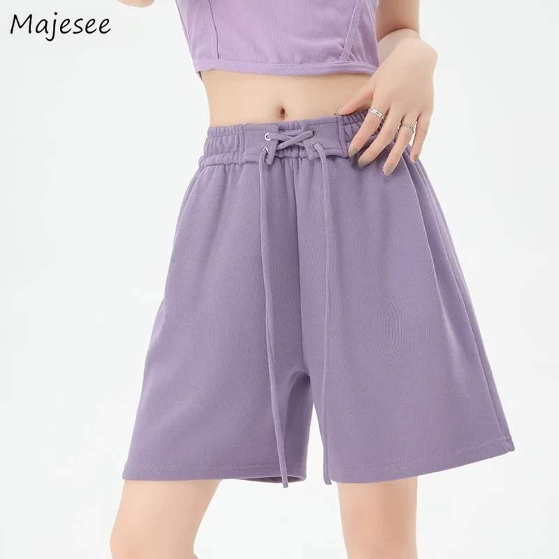 

Шорты женские с высокой талией Kroean модные свободные посадки уютный дизайн с повязками шикарные повседневные летние универсальные однотонные повседневные студенческие Mujer