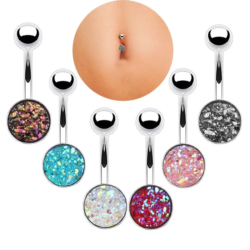 Surgical Steel Crystal Belly Button Piercing Set