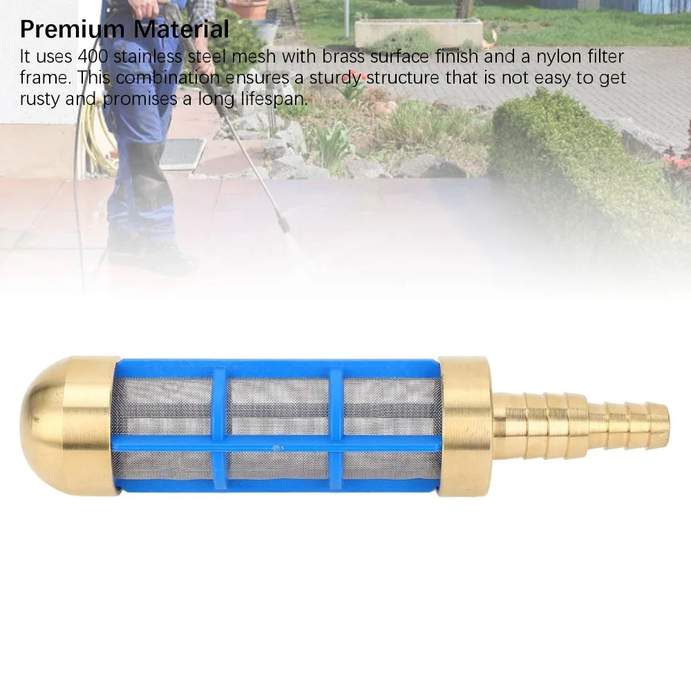 Brass and Stainless Steel High Pressure Washer Hose Compact Easy to Install Water Suction Strainer Blue and Yellow