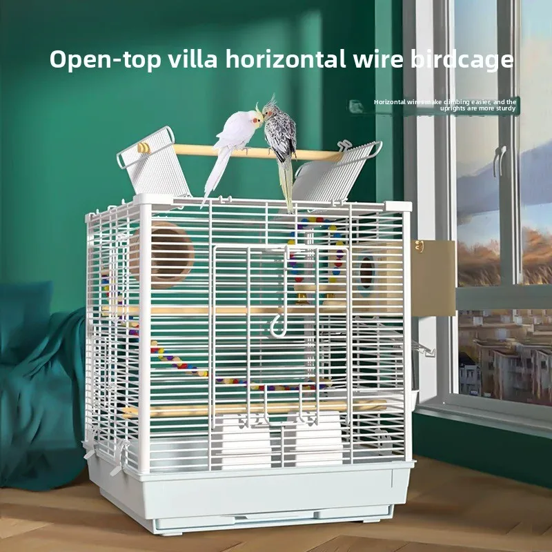 ZHAYA Bird cage new splash-proof cross silk household parrot tiger skin peony Xuanfeng small sun special king villa