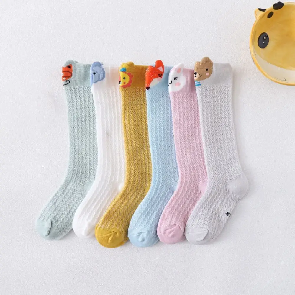 

6Pairs Cute Cartoon Animal Calf Socks Baby Mesh Toddle Infant Cotton Stockings Leg Warmer Cute Above Knee Stockings Newborn