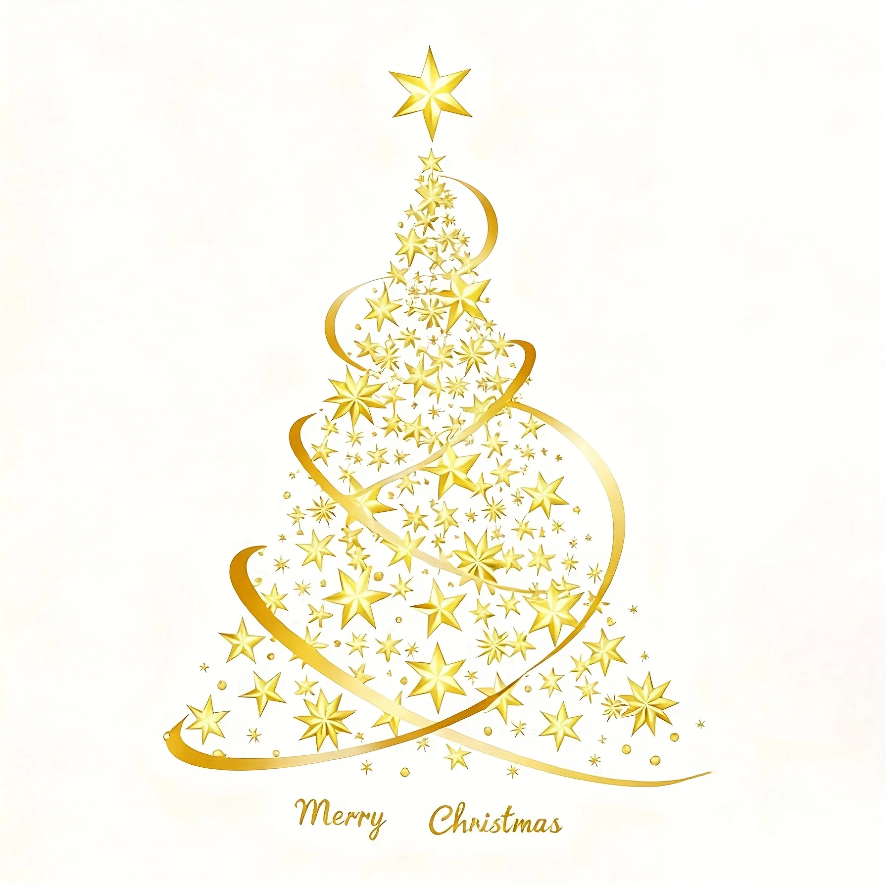 Large Golden Christmas Tree Window Static Cling, PVC Double Sided Glass Sticker, Window Door Mural Decal, Christmas Decor for Ho