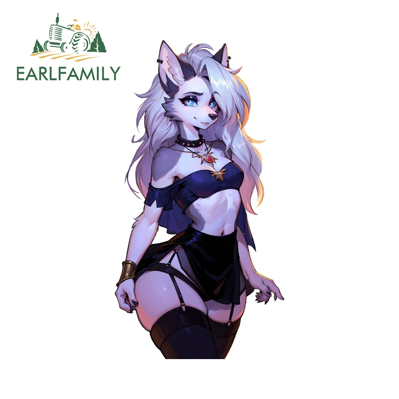 EARLFAMILY Charming Loona Furry Girl Car Stickers Popular Fishing Tackle Box Trunk Decal Waterproof Car Label Street Signs