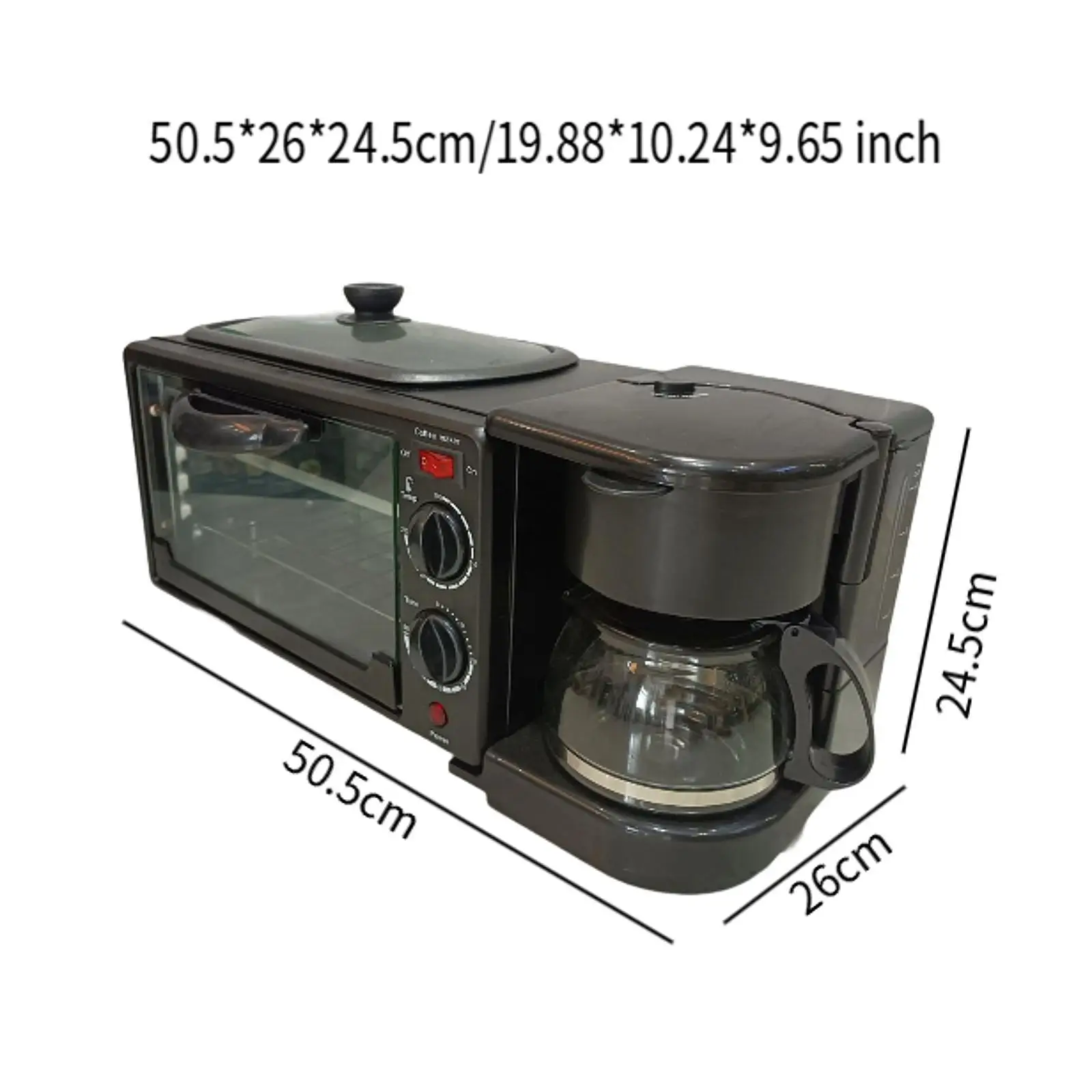 3 in 1 Breakfast Maker Heat Selector Mode Toasters Oven with Timer Versatile Toaster Oven with Timer for Sandwich Sausages Bread