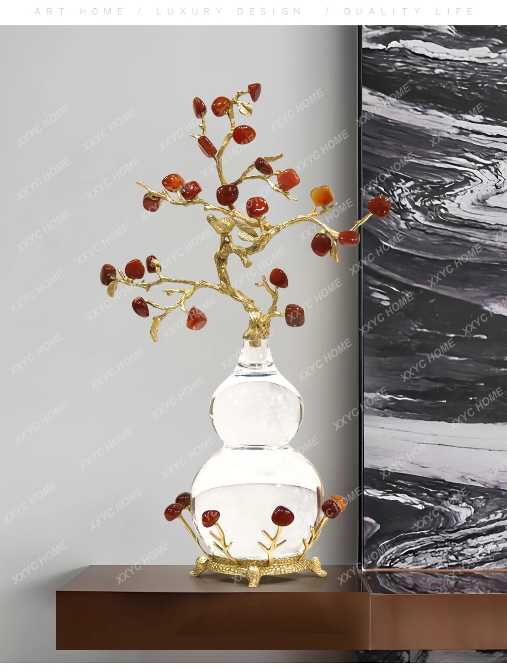 

New Chinese light luxury brass gourd ornament living room entrance TV cabinet decoration