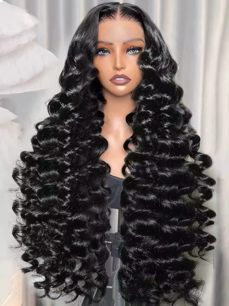 30～40インチのルーズディープウォーターウェーブ、13x4、13x6 HDレースフロントウィッグ、人毛ナチュラルウェーブカーリー、360フルレースフロントウィッグ（女性用）