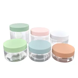 Cosmetic Jars Empty Clear Wide Mouth Bottle 68Dia. 50ml 100ml 120ml 150ml 200ml 250ml Screw Lid PET Container Plastic Cream Pots