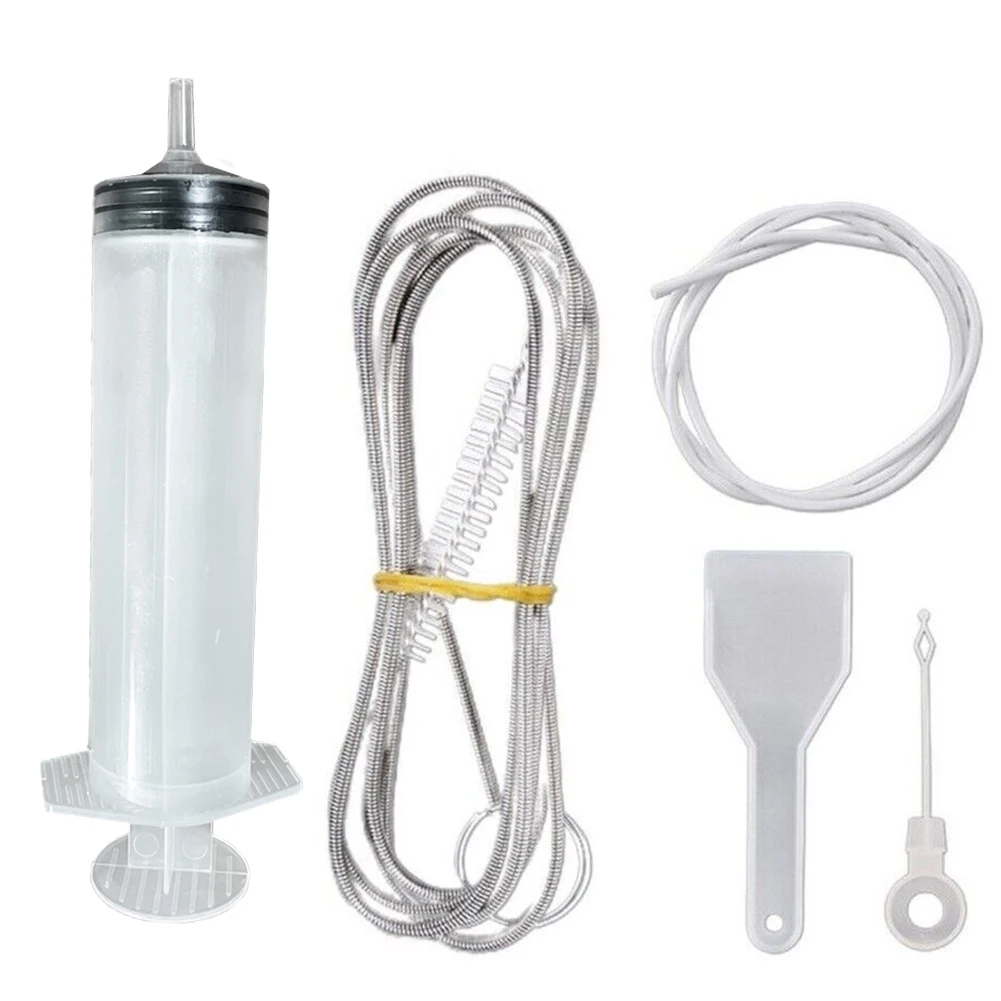 

5 шт./компл., комплект для выемки холодильника, гибкая щетка для холодильника, многоразовая чистая дренажная розетка, инструмент для выемки, чистящий шприц, лопата