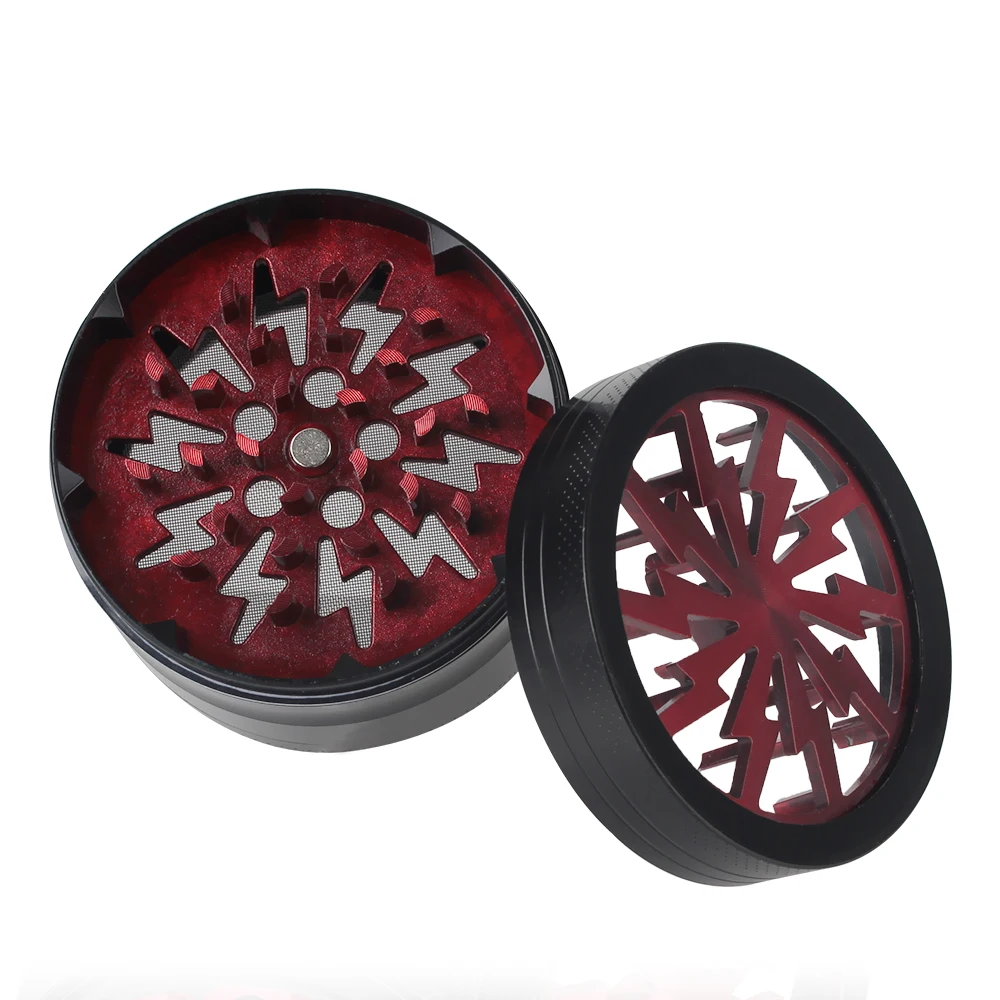 Latest Lightning-Shaped Grinder Manual 63MM 4-layer Transparent Aluminum Alloy Spice Cutter