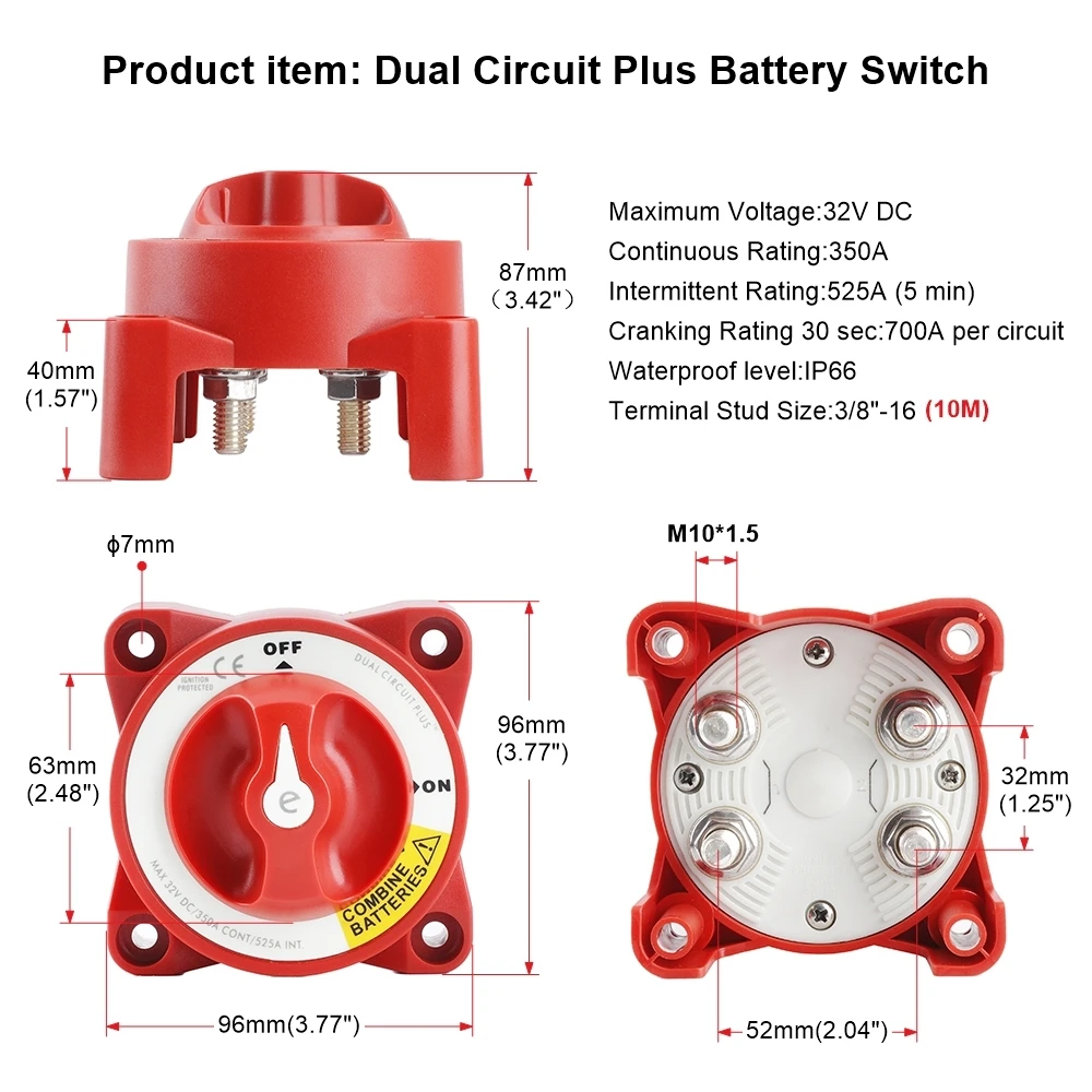 Cnspeed Batterie Drehschalter Isolatoren mit Licht maschine Feld trennen 12V-32V 350 Ampere E-Serie für PKW LKW Schiff Schnellboot