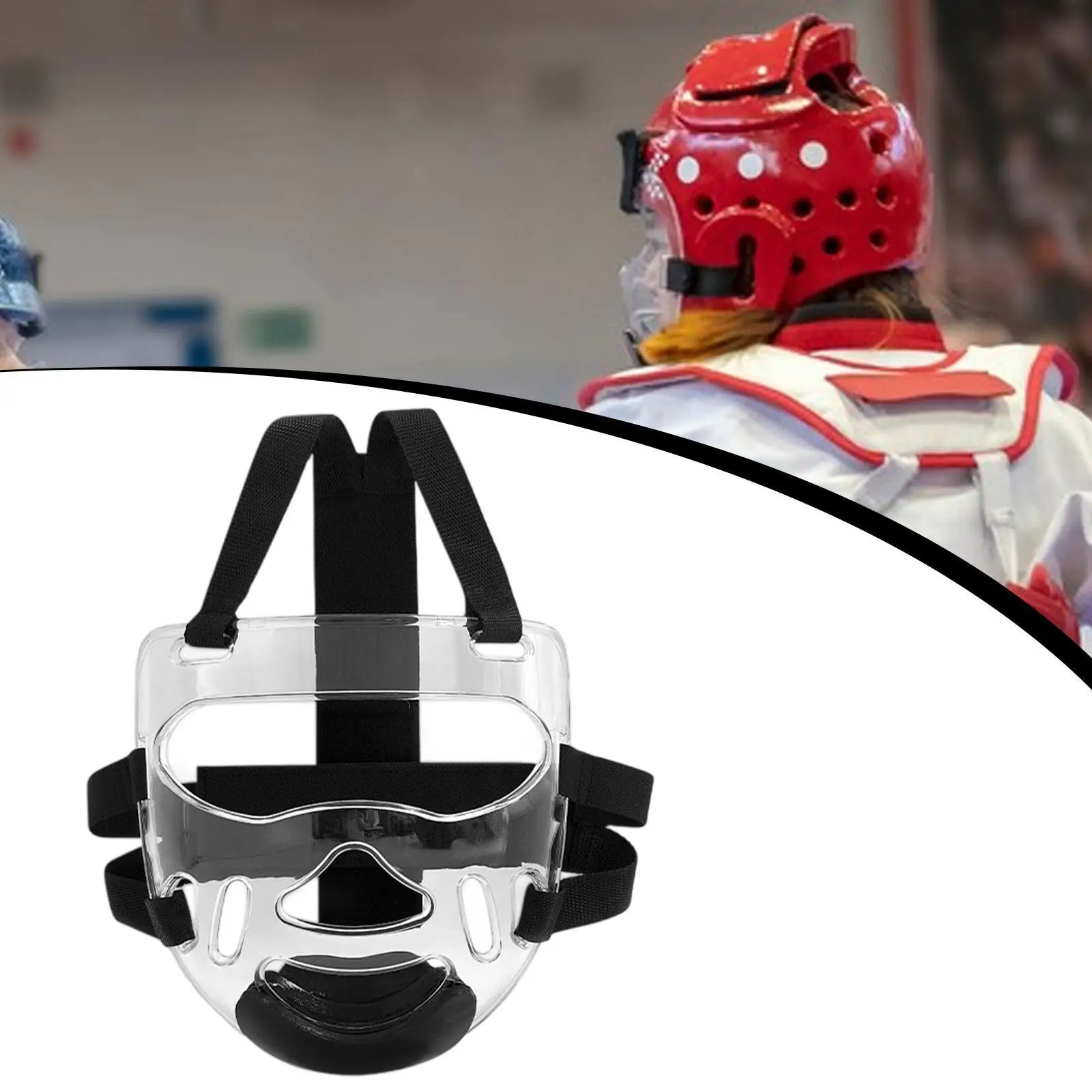 Taekwondo Mask Face Shield Clear Ventilated Protector for Child Taekwondo Protection Kit Karate Training view 5