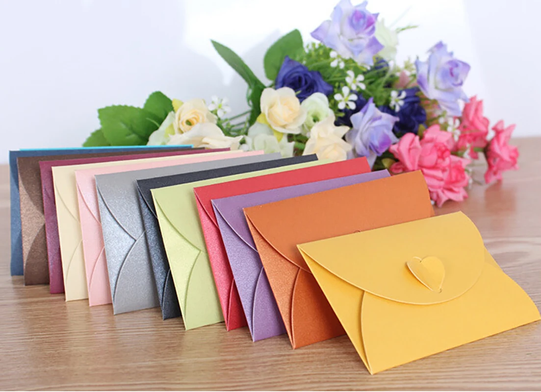 

10Pcs Colorful Pearlescent Envelope Small Love Greeting Card Envelopes Wedding Invited Gift Postcards Hot Stamping Envelopes