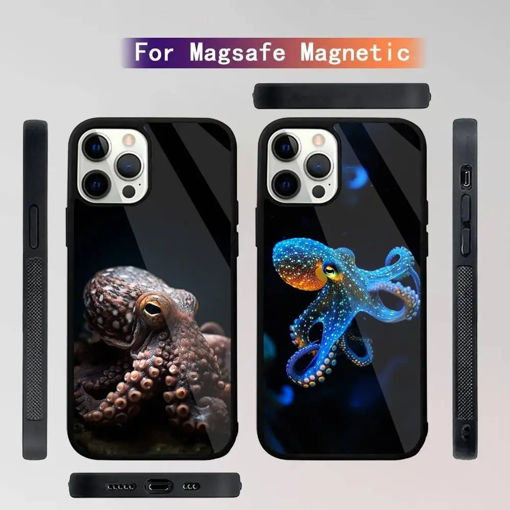 

Octopus Phone Case For iPhone 16,15,14,13,12,11,Plus,Pro,Max Mini Magsafe Magnetic Wireless Charging