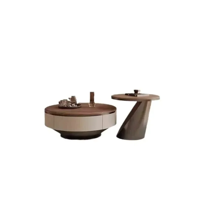 Walnut countertop high-end solid wood round coffee table household