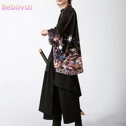 Cardigan Streetwear samouraï japonais pour hommes et femmes, Harajuku Haori, chemisier Cosplay, Yukata, ample, rouge, noir, nouveau, été, 2021