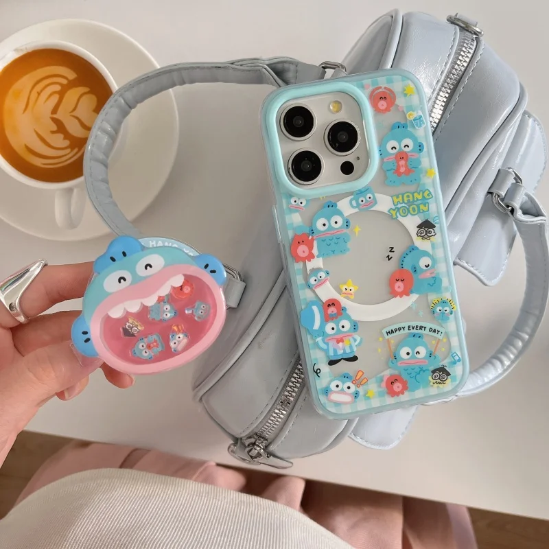 

Funny Cartoon Cute Hangyodon Magsafe Wireless Charge Phone Case for iPhone 13 14 15 16 17 Pro Max Hangyodon Shake Magnetic Stand