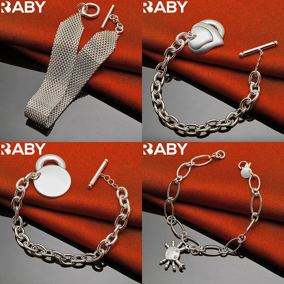 

URBABY 925 Sterling Silver Bracelets For Women Men Anniversary Gift Popular Wild Fashion Romantic Jewelry