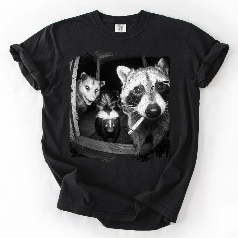 Trash Panda Night Crew T Shirt Funny Raccoon Opossum Skunk Tee Feral Goblincore Gift for Men Women Humor Tops Possum Lovers