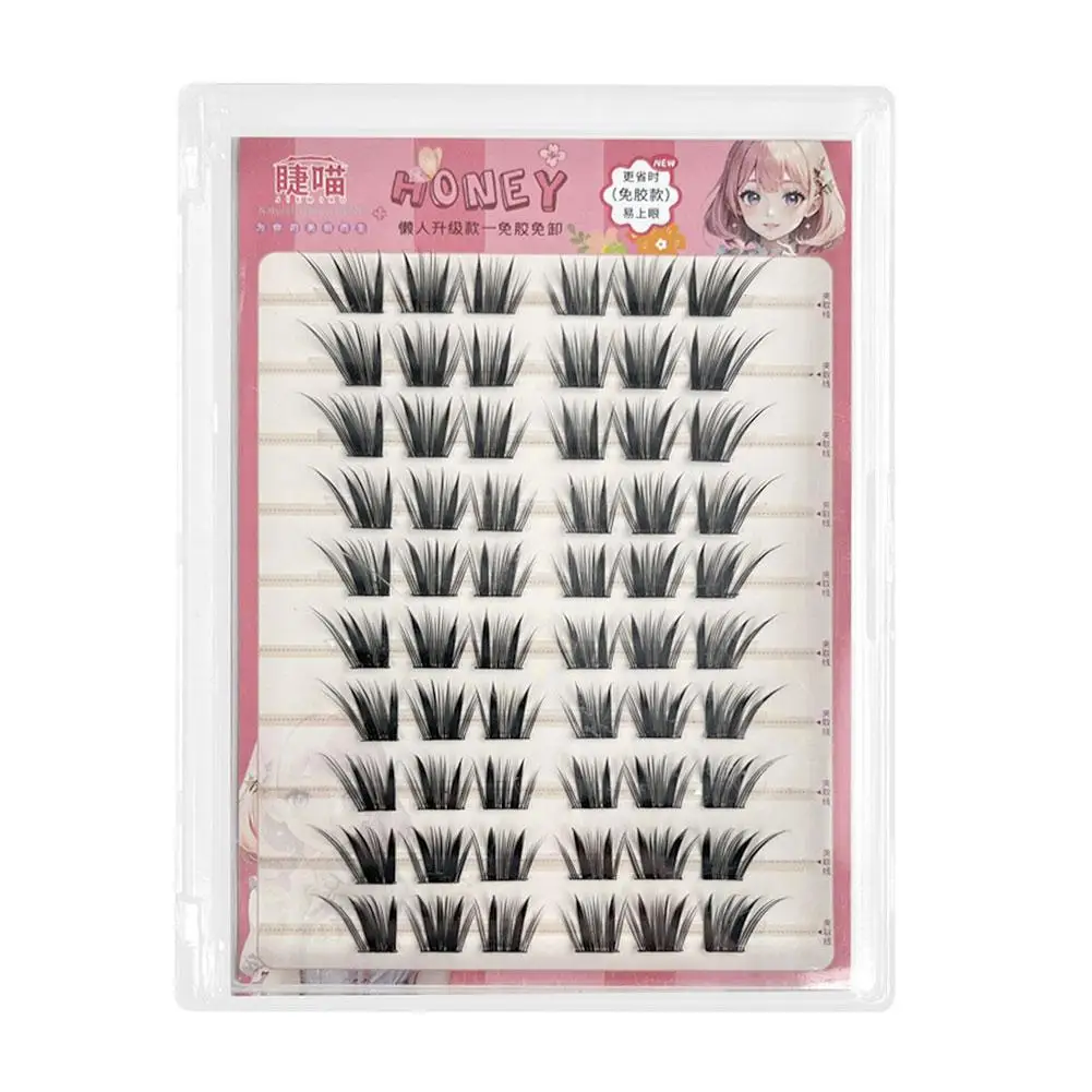 Glue-free Self-adhesive False Eyelashes DIY Natural Dense Fluffy Curling Up Segmented Manga false Eyelash Reusable Makeup Tool