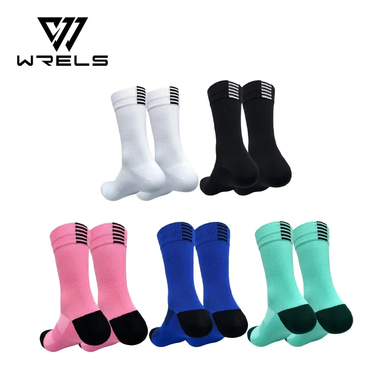 Calzini da ciclismo professionali Jing Tubo lungo Sport all'aria aperta da uomo e da donna Calzini da bicicletta quattro stagioni ad asciugatura rapida Calzini da corsa