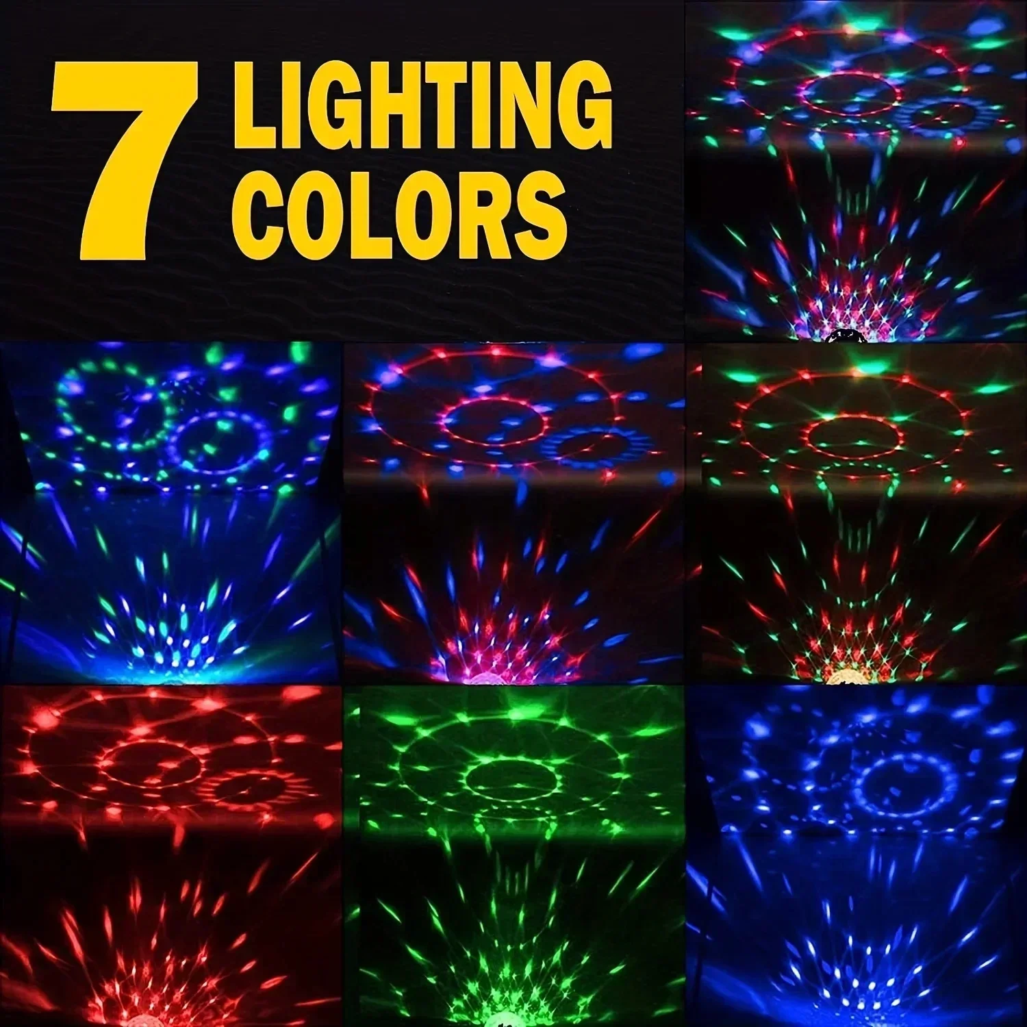 7 Colors Strobe Light Sound Activated Stage with Remote Control Disco Ball Lamps for Home Room Parties Kids Birthday Wedding Bar