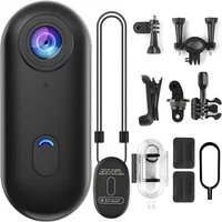 Mini cámara de acción WiFi 4K, cámara POV con pulgar, cámara corporal portátil, cámara deportiva portátil con estuche impermeable para viajes en bicicleta