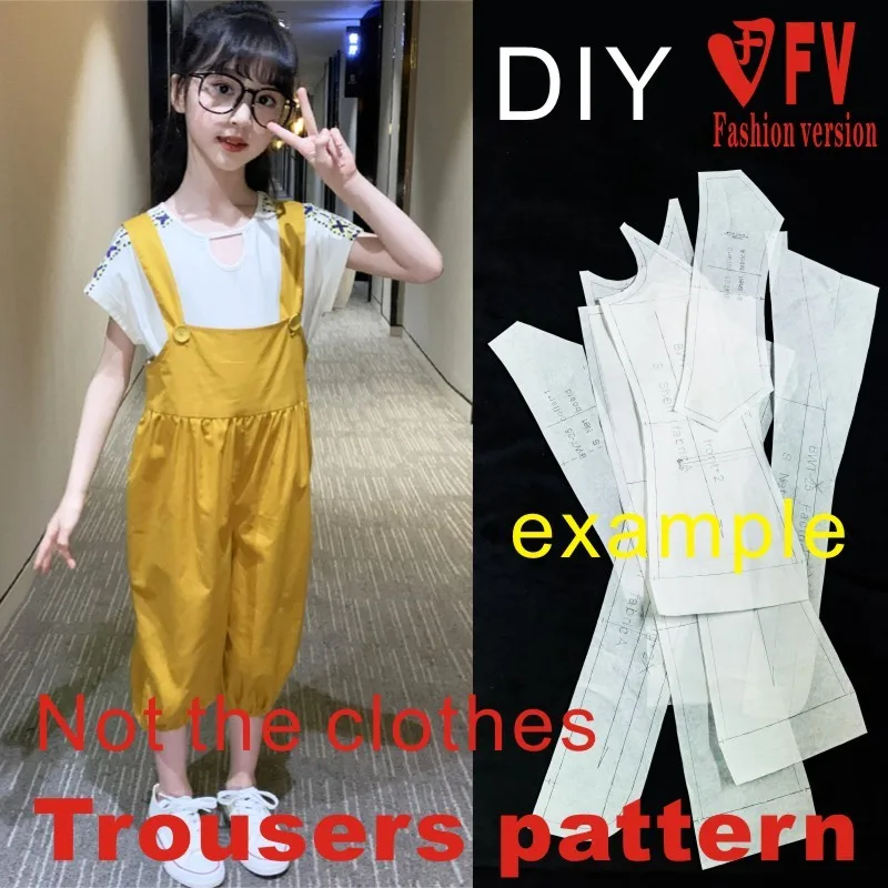 Clothes paper pattern children's clothing loose Korean version back strap pants cutting drawings 1:1 physical paper pattern CTK9