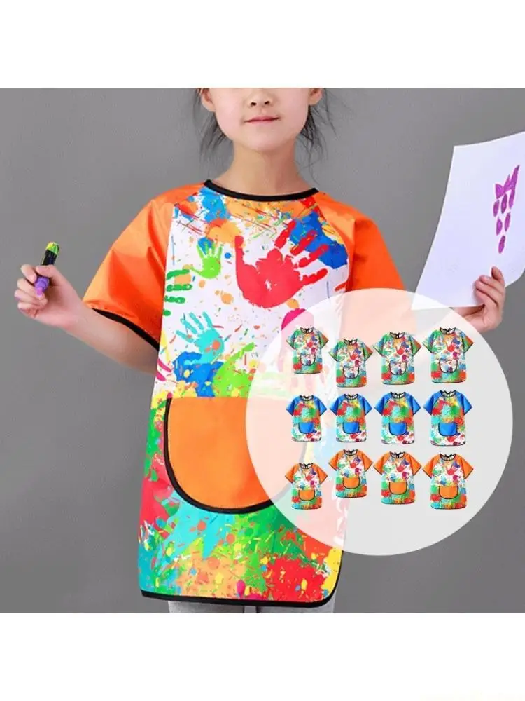 Paint Smock Apron for Kids with Pocket for Classroom Coloring Use