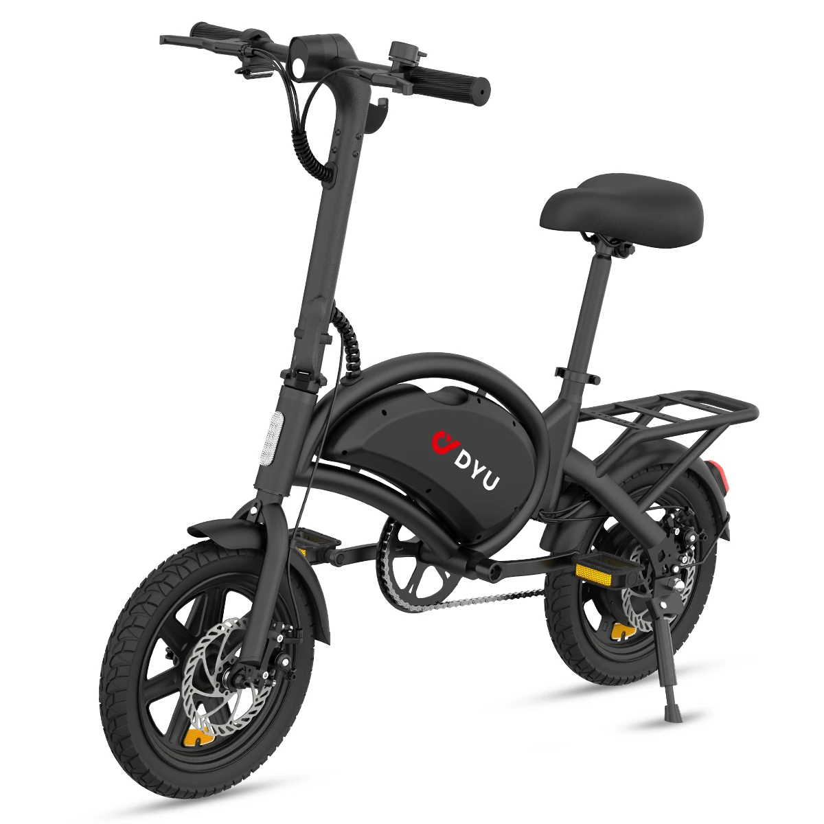 DYU D3F 14" Folding Electric Bike for Adults, 500W Peak Power Compact E-Bike, 20MPH City Commuter Bicycle with 36V 7.8Ah Battery, UL2849 Certified