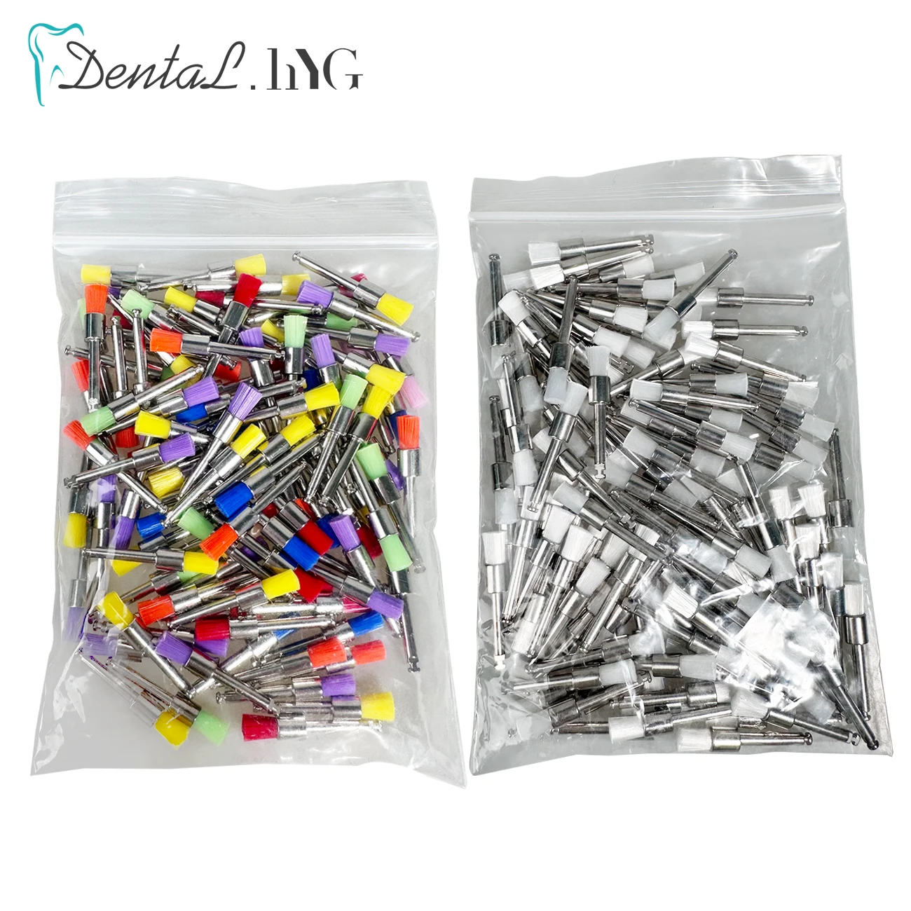 100pcs Dental Prophy Brushes Polishing Polisher Disposable Latch type Mixed color Plat Used for stain removal and polish